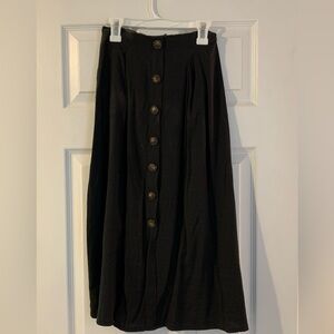 Nasty Gal Black A-Line Button-Front Skirt